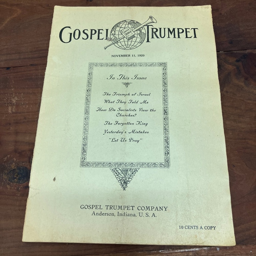 GOSPEL TRUMPET Magazine November 1920 Socialism Bible Anderson Indiana